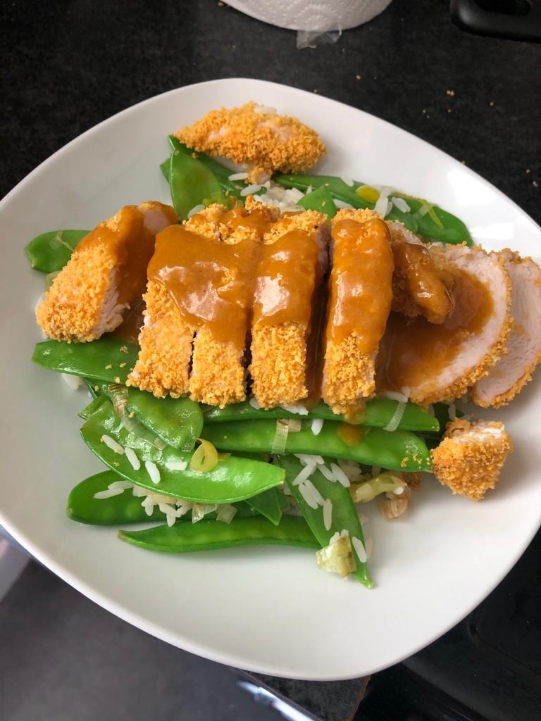 John Audsley Chicken Katsu Curry A home baked take on the Japanese classic. Crispy breaded chicken f